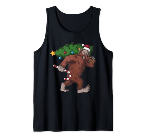 Santa Bigfoot Sasquatch Tree Christmas Stocking Stuffer Gift Tank Top