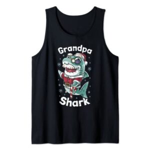 Matching Grandpa Shark Christmas Stocking Stuffer Gift Men Tank Top