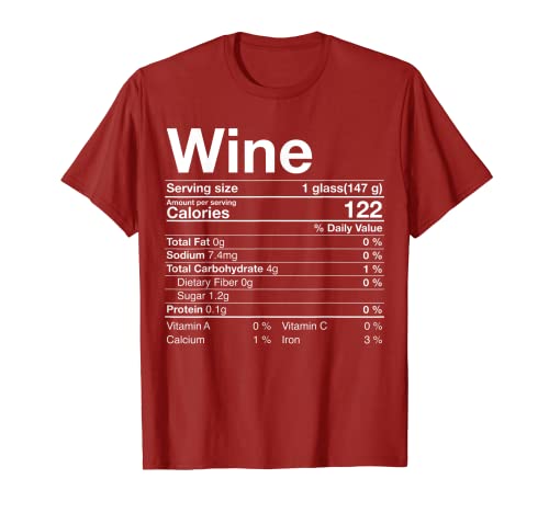 Wine Nutrition Facts Thanksgiving Gift Drinking Costume T-Shirt