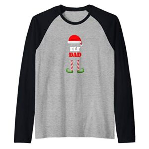 Elf Dad | Dad Stocking Stuffer Gift | Funny Ugly Christmas Raglan Baseball Tee
