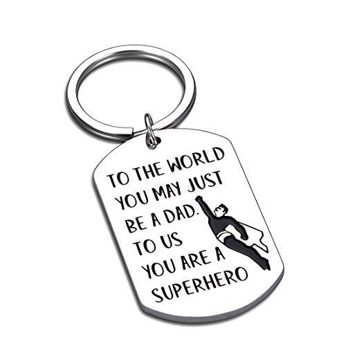 Dad Keychain Fathers Day Gifs for Dad from Daughter Son Wife Birthday Christmas Git for Step Dad New Dad Daddy Valentines Day Family Gif for Men Him Daddy Thanksgiving Superhero Present to Papa