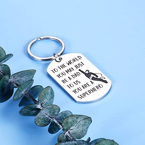 Dad Keychain Fathers Day Gifs for Dad from Daughter Son Wife Birthday Christmas Git for Step Dad New Dad Daddy Valentines Day Family Gif for Men Him Daddy Thanksgiving Superhero Present to Papa