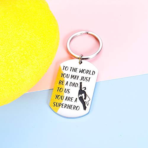Dad Keychain Fathers Day Gifs for Dad from Daughter Son Wife Birthday Christmas Git for Step Dad New Dad Daddy Valentines Day Family Gif for Men Him Daddy Thanksgiving Superhero Present to Papa