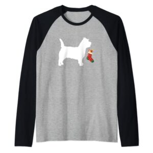 Cairn Terrier Christmas Stocking Stuffer Dog Raglan Baseball Tee