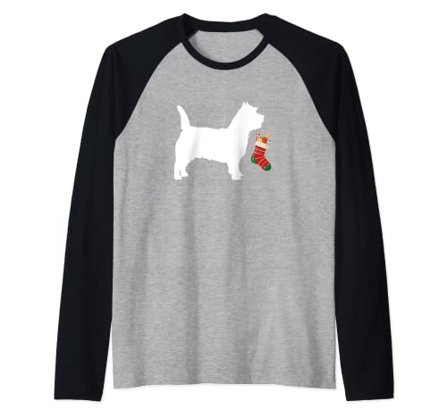 Cairn Terrier Christmas Stocking Stuffer Dog Raglan Baseball Tee