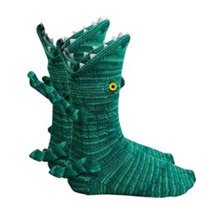 Christmas Knit Socks Crocodile Socks-Knit Animal Socks Funky Knitting Pattern Creativity Alligator Knitting Cuff Winter Warm Socks Funky Animal Pattern Novelty Mid-length Socks Gifts for Woman Man