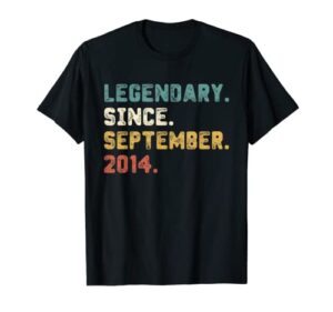 8 year old gift legend since september 2014 8th birthday t-shirt