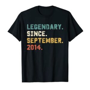 8 Year Old Gift Legend Since September 2014 8th Birthday T-Shirt