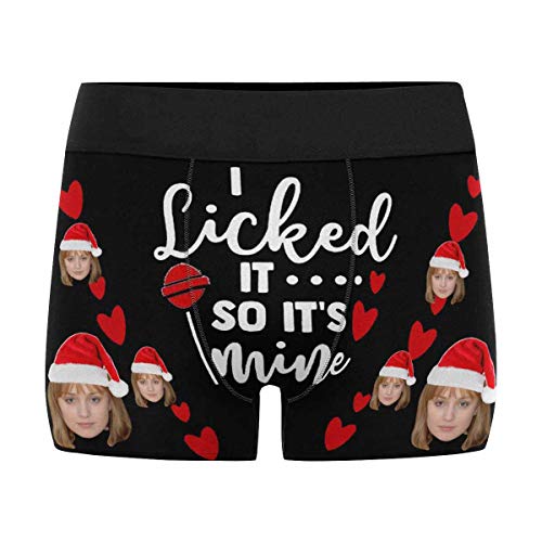 Custom Girlfriend Face Boxer Briefs Personalized I Licked it so it is Mine Christmas Underwear for Men