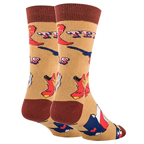 Oooh Yeah Men's Bob Ross Cotton Crew Funny Novelty Socks Christmas Socks (Texas Love), Size 8-13