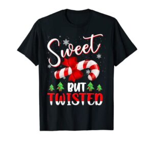sweet but twisted candy cane christmas tree stocking stuffer t-shirt