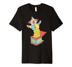 jack in a box funny colorful clown premium t-shirt