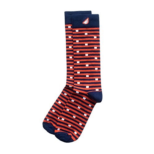 Mens Dress Socks Fun Crazy Colorful Gift Pack Awesome Happy, Made in America (Navy, Orange & White)
