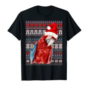 Ugly Christmas Santa Costume Christmas Scarlet Macaw Parrot T-Shirt