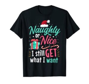 naughty or nice list christmas stocking stuffer gifts t-shirt