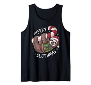 sloth merry slothmas christmas stocking stuffer gift tank top