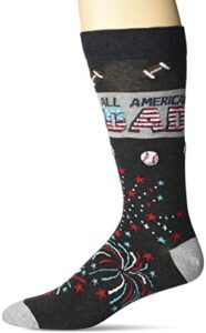 k. bell men’s classics novelty crew socks, all american dad (black heather), shoe size: 6-12