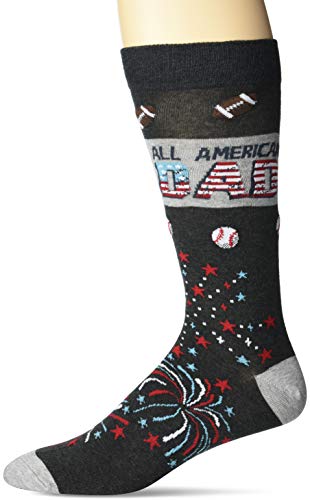 K. Bell Men's Classics Novelty Crew Socks, All American Dad (Black Heather), Shoe Size: 6-12