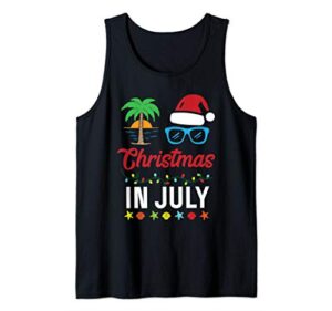christmas in july santa sunglasses beach tank top