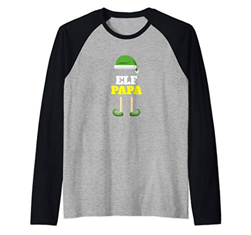 Elf Papa | Dad Grandpa Stocking Stuffer | Christmas Elf Raglan Baseball Tee