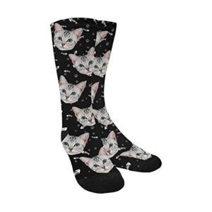 mypupsocks custom printed and personalized socks fish bine and paws black crew socks unisex cat lover new year gifts