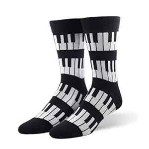 crazy socks, unisex, graphic, piano keys, crew socks, novelty silly fun cute