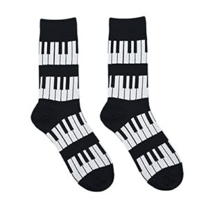 Crazy Socks, Unisex, Graphic, Piano Keys, Crew Socks, Novelty Silly Fun Cute