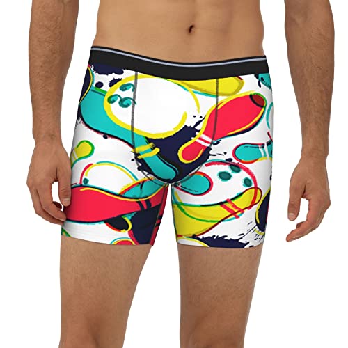 Men'S Long Leg Boxer Briefs Watercolor Bowling Ball Waistband Boxer Briefs