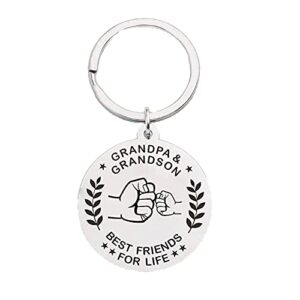 Grandpa Grandson Keychain - Grandpa and Grandson Best Friends for Life Letter Keychain Birthday Christmas Gifts for Grandson Grandfather