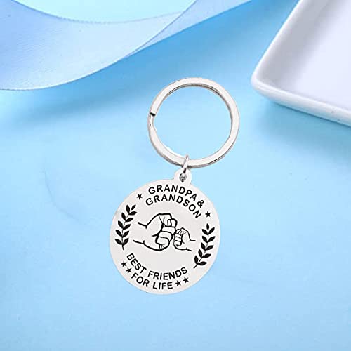 Grandpa Grandson Keychain - Grandpa and Grandson Best Friends for Life Letter Keychain Birthday Christmas Gifts for Grandson Grandfather