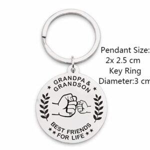 Grandpa Grandson Keychain - Grandpa and Grandson Best Friends for Life Letter Keychain Birthday Christmas Gifts for Grandson Grandfather