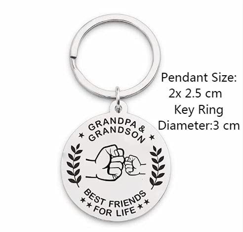 Grandpa Grandson Keychain - Grandpa and Grandson Best Friends for Life Letter Keychain Birthday Christmas Gifts for Grandson Grandfather