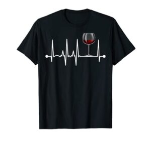 wine heartbeat wine drinker lover tasting gift wine glass t-shirt
