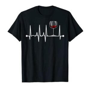 Wine Heartbeat Wine Drinker Lover Tasting Gift Wine Glass T-Shirt