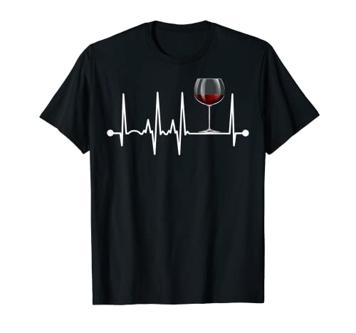 Wine Heartbeat Wine Drinker Lover Tasting Gift Wine Glass T-Shirt