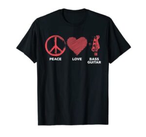 funny peace love bass guitar graphic women men bass player t-shirt