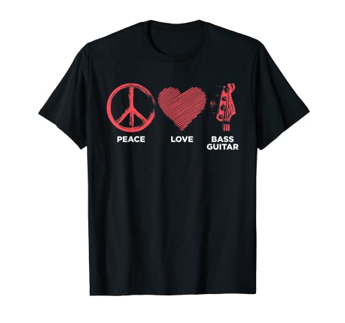 Funny Peace Love Bass Guitar Graphic Women Men Bass Player T-Shirt