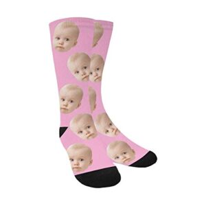 mypupsocks custom printed and personalized socks 5 baby children faces crew socks unisex for papa pink