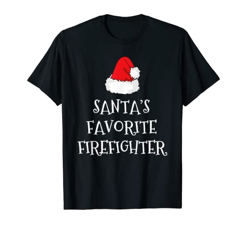 Santa's Favorite Firefighter Christmas Gift Funny Fireman T-Shirt