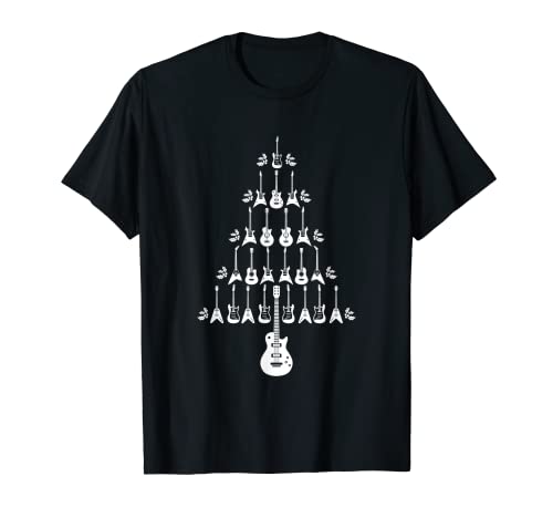 Guitar Christmas Tree Merry Xmas Guitar Lover Music Gift T-Shirt