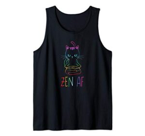 funny zen af yoga cat lover sarcastic buddha kitty tank top
