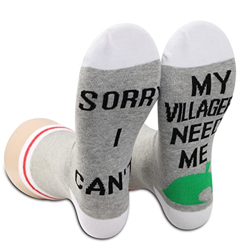 POFULL Novelty Gamer Gift Sorry I Can't My Villagers Need Me Video Game Lover Gift Funny Gaming Socks (My Villagers Need Me socks)