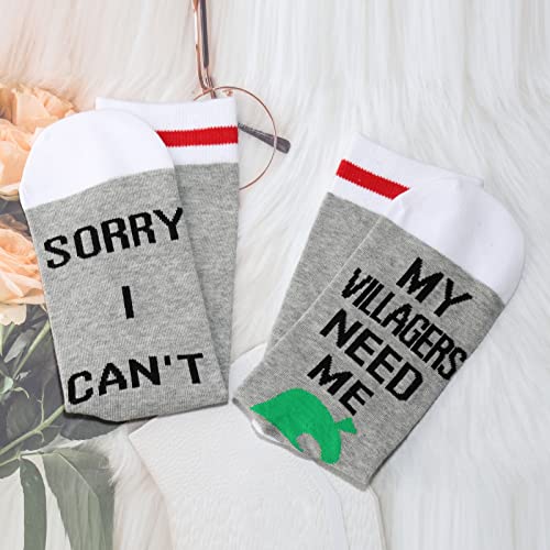 POFULL Novelty Gamer Gift Sorry I Can't My Villagers Need Me Video Game Lover Gift Funny Gaming Socks (My Villagers Need Me socks)