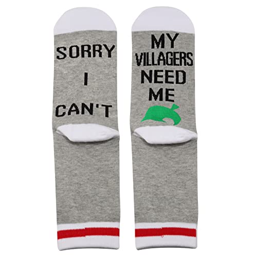 POFULL Novelty Gamer Gift Sorry I Can't My Villagers Need Me Video Game Lover Gift Funny Gaming Socks (My Villagers Need Me socks)