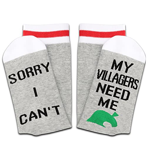 POFULL Novelty Gamer Gift Sorry I Can't My Villagers Need Me Video Game Lover Gift Funny Gaming Socks (My Villagers Need Me socks)