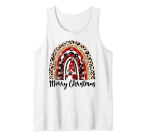 merry christmas leopard gnome lover rainbow stocking stuffer tank top