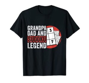 mens grandpa dad and sudoku legend, sudoku puzzle solving t-shirt