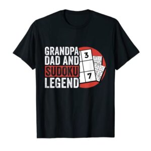 Mens Grandpa Dad And Sudoku Legend, Sudoku Puzzle Solving T-Shirt