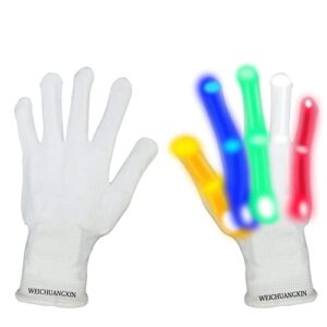 WEICHUANGXIN LED Gloves, Light Up Gloves s 6 Modes Colorful Flashing Gloves Halloween Christmas Toy Gifts for Kids…