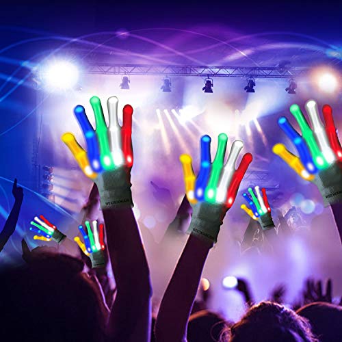 WEICHUANGXIN LED Gloves, Light Up Gloves s 6 Modes Colorful Flashing Gloves Halloween Christmas Toy Gifts for Kids…
